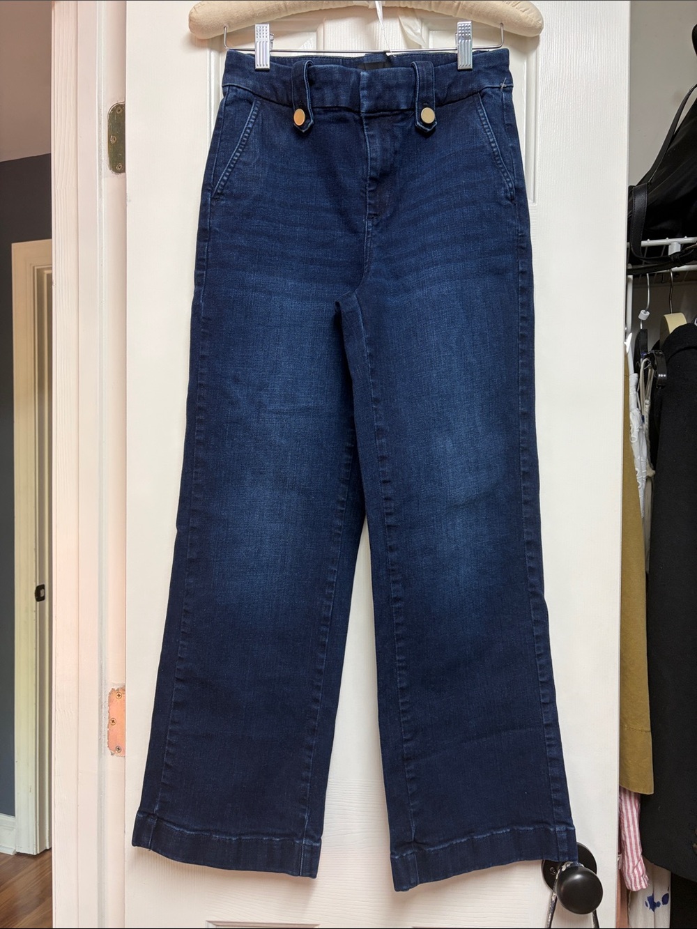 Talbots Wide-Leg High-Rise Jeans in Deep Blue